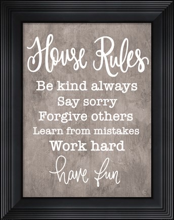 Framed House Rules Print