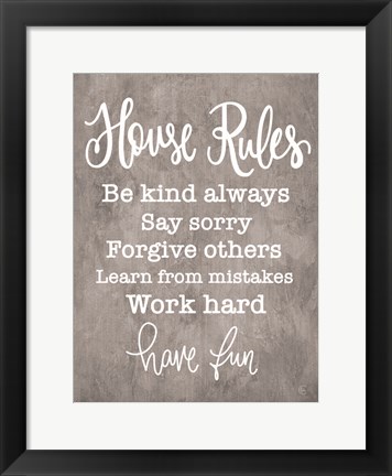 Framed House Rules Print