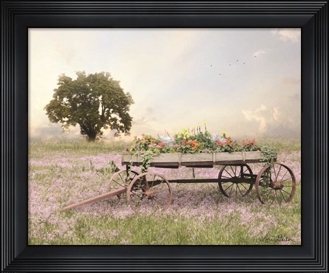 Framed Flower Wagon at Sunset Print