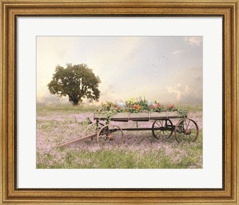 Framed Flower Wagon at Sunset Print