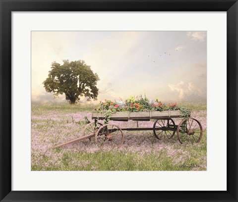 Framed Flower Wagon at Sunset Print