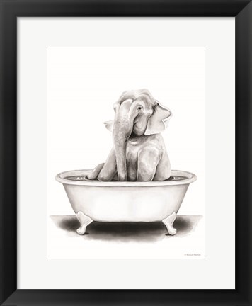 Framed Elephant in Tub Print