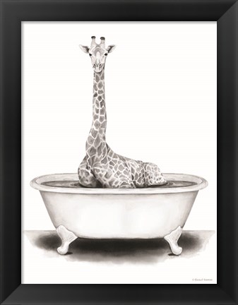 Framed Giraffe in Tub Print