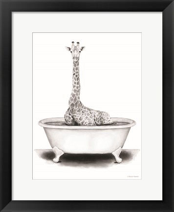 Framed Giraffe in Tub Print