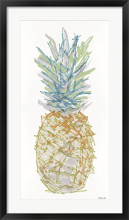 Framed Sketchy Pineapple 1 Print