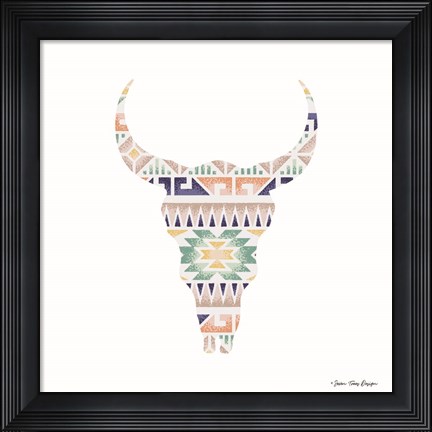 Framed Aztec Cow Head Print