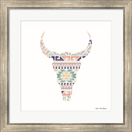 Framed Aztec Cow Head Print