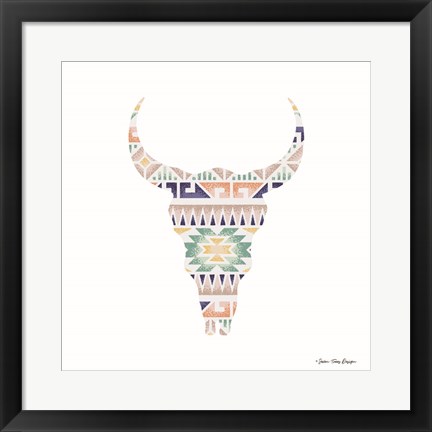 Framed Aztec Cow Head Print