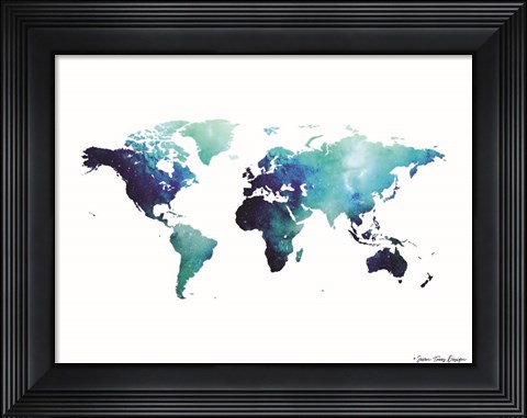 Framed Blue Space World Map Print