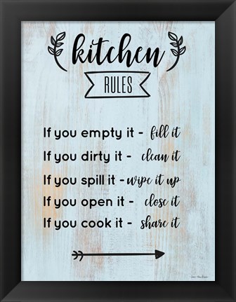 Framed Kitchen Rules Print