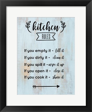 Framed Kitchen Rules Print