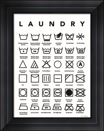 Framed Laundry Symbols Print