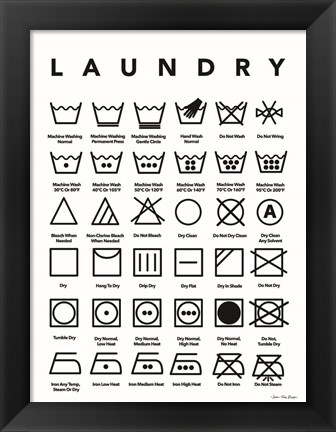 Framed Laundry Symbols Print