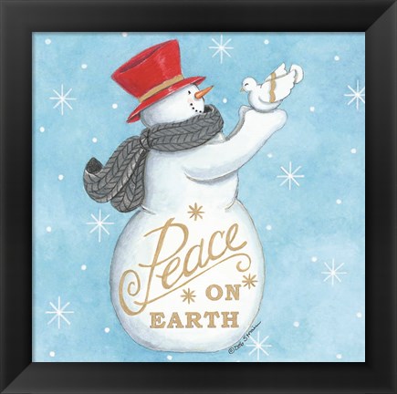 Framed Peace on Earth Snowman Print