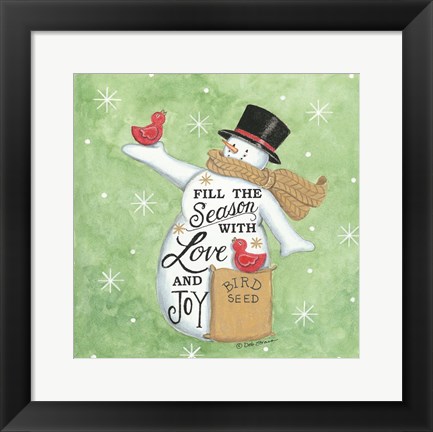 Framed Fill the Season Snowman Print