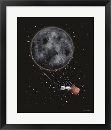 Framed Moon Hot Air Balloon Print