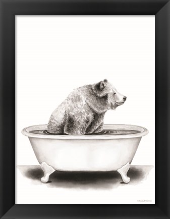 Framed Bear in Tub Print