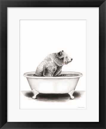 Framed Bear in Tub Print