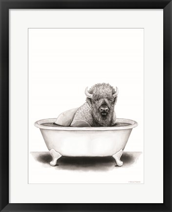 Framed Bison in Tub Print