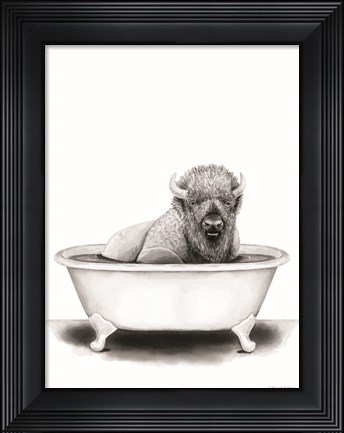 Framed Bison in Tub Print
