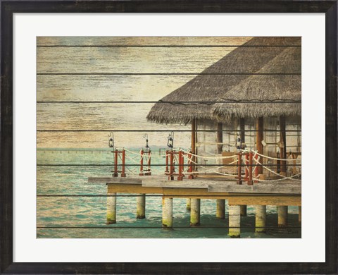 Framed Vintage Beach Hut Print