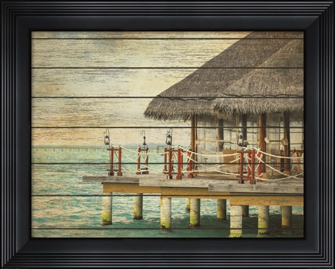Framed Vintage Beach Hut Print