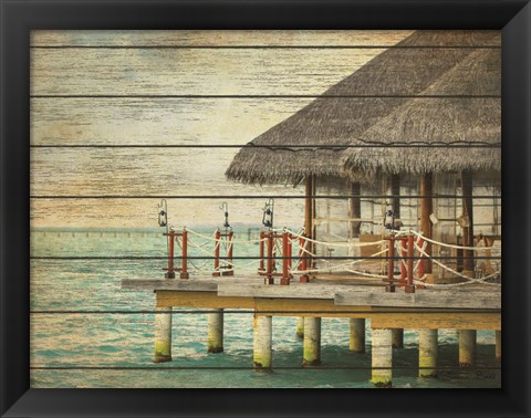 Framed Vintage Beach Hut Print