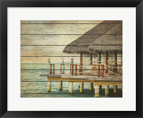 Framed Vintage Beach Hut Print