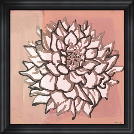 Framed Pink and Gray Floral 1 Print