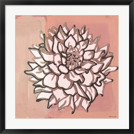 Framed Pink and Gray Floral 1 Print