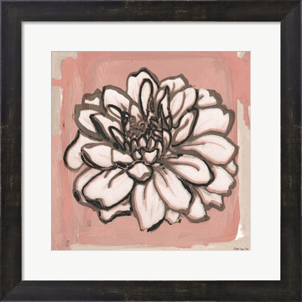 Framed Pink and Gray Floral 2 Print