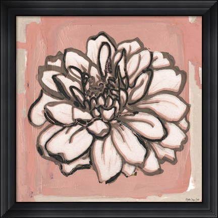 Framed Pink and Gray Floral 2 Print