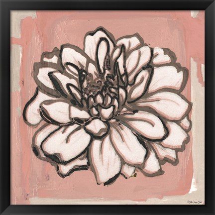 Framed Pink and Gray Floral 2 Print