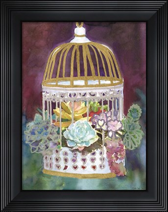Framed Succulent Bird House Print