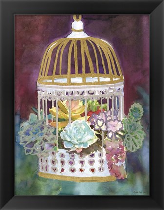 Framed Succulent Bird House Print