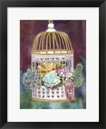 Framed Succulent Bird House Print