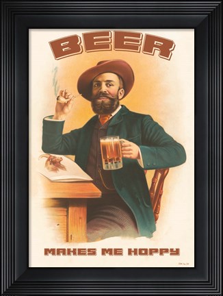 Framed Beer Makes Me Hoppy Print
