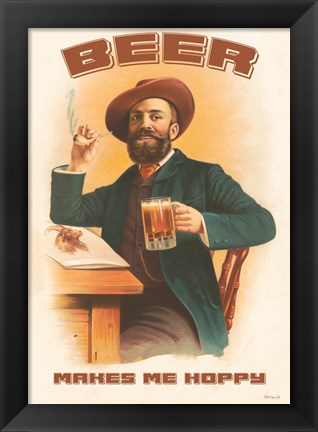 Framed Beer Makes Me Hoppy Print