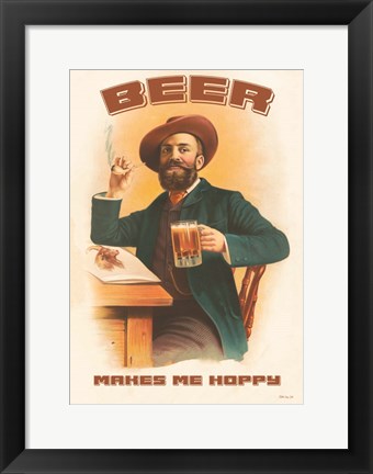Framed Beer Makes Me Hoppy Print