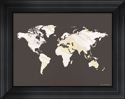 Framed Marble Gold World Map Print