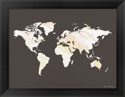 Framed Marble Gold World Map Print