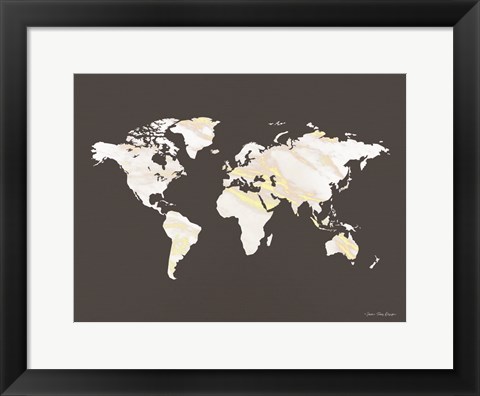 Framed Marble Gold World Map Print