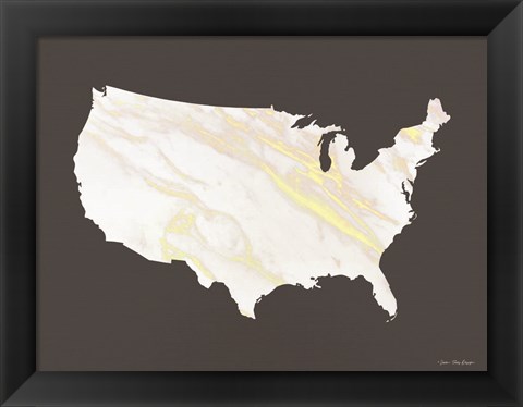 Framed Marble Gold USA Map Print