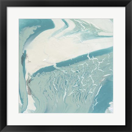 Framed Marbled Aqua II Print