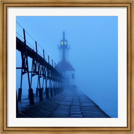 Framed Lighthouse at Night I Print