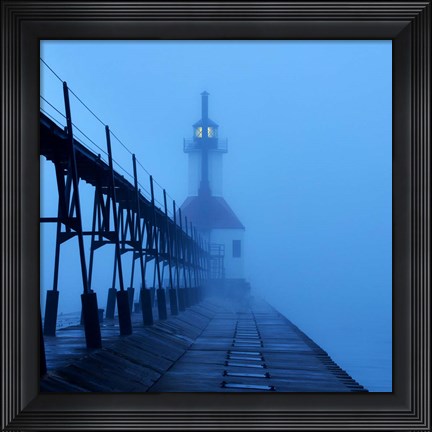 Framed Lighthouse at Night I Print