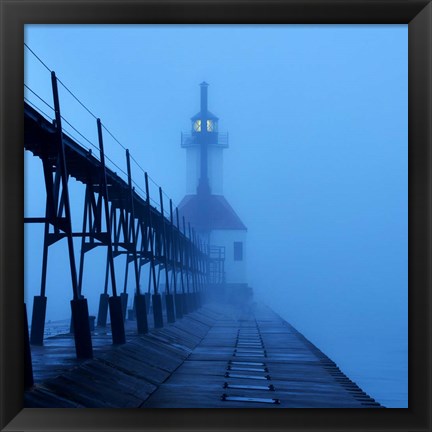 Framed Lighthouse at Night I Print