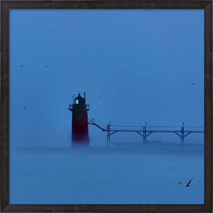 Framed Lighthouse at Night II Print
