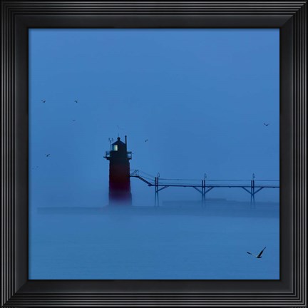 Framed Lighthouse at Night II Print