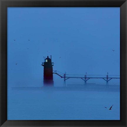 Framed Lighthouse at Night II Print